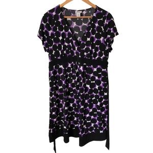 Motherhood Maternity Purple Dot Crossover V-Neck Dress L